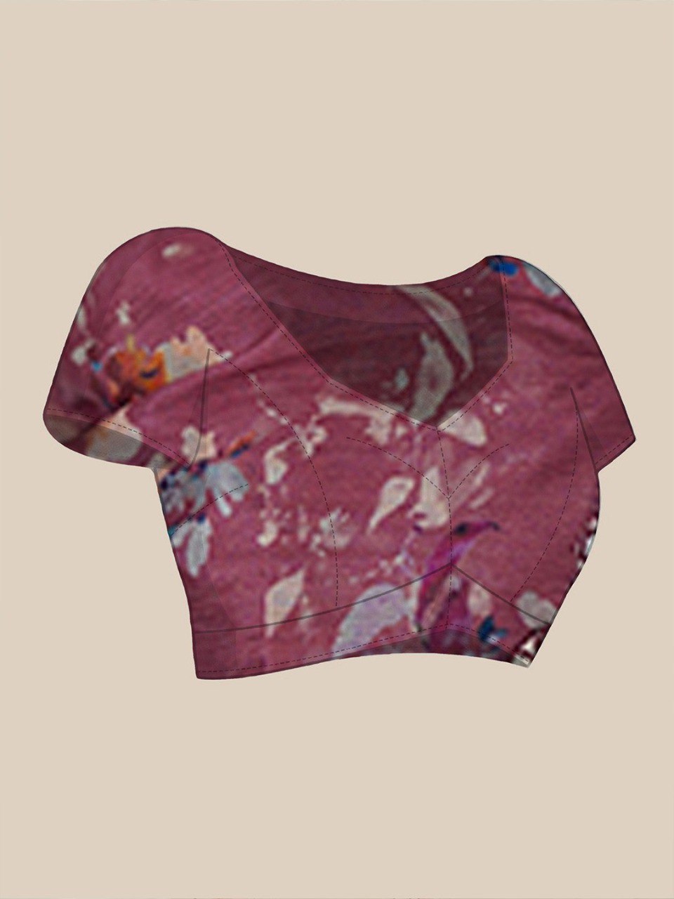 Beige Georgette Saree With Printed And Mirror Work With Arco Border