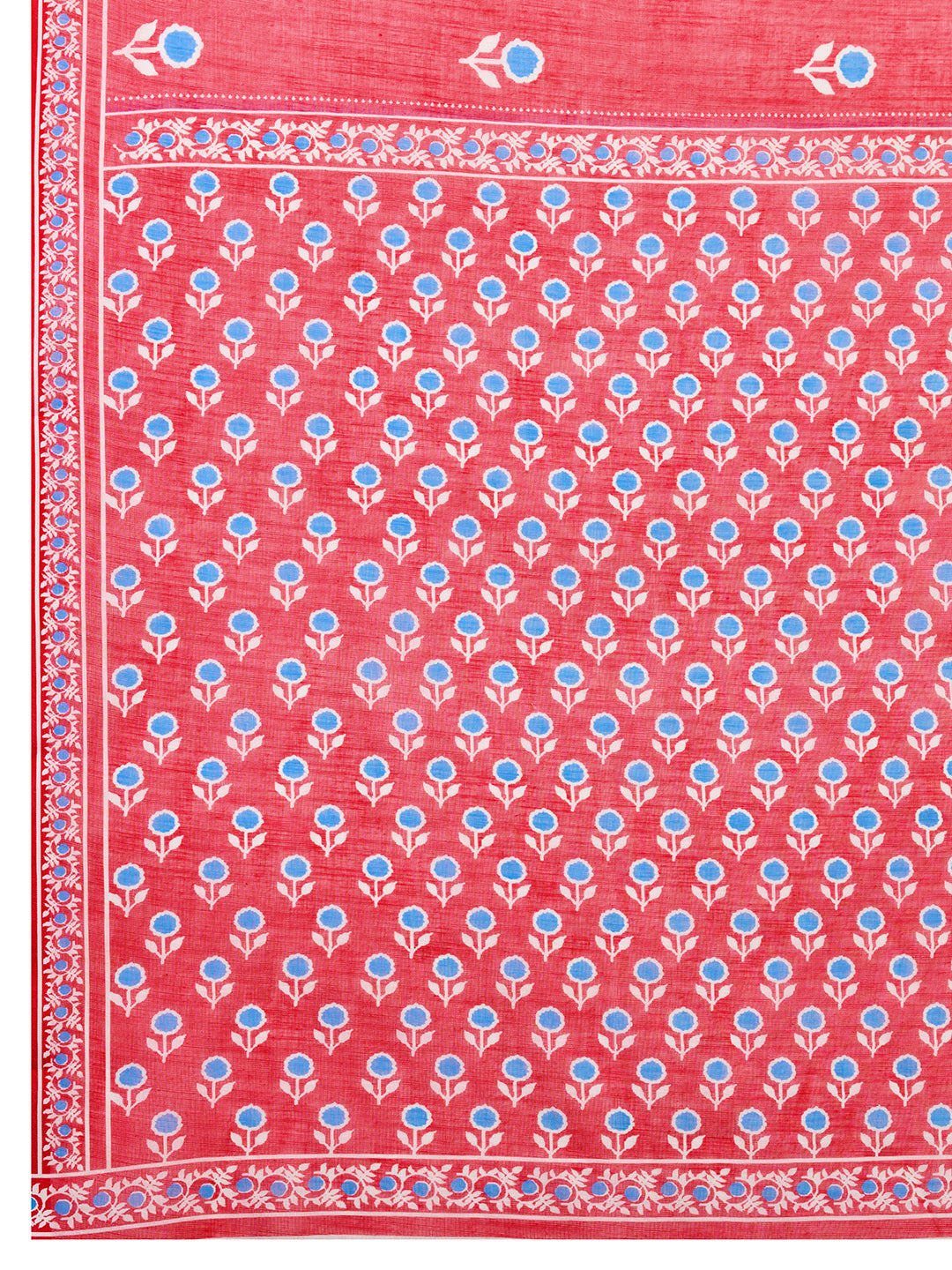 Gajari Linen Cotton Saree With Digital Printed Work And Silver Zari Border