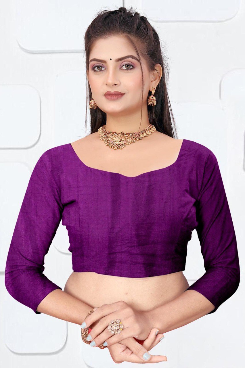 Purple Dola Silk Saree With Siroski Work Border