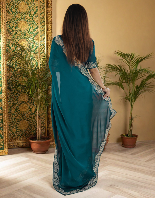 Rama Green Fancy Rangoli Silk Saree Coding Work