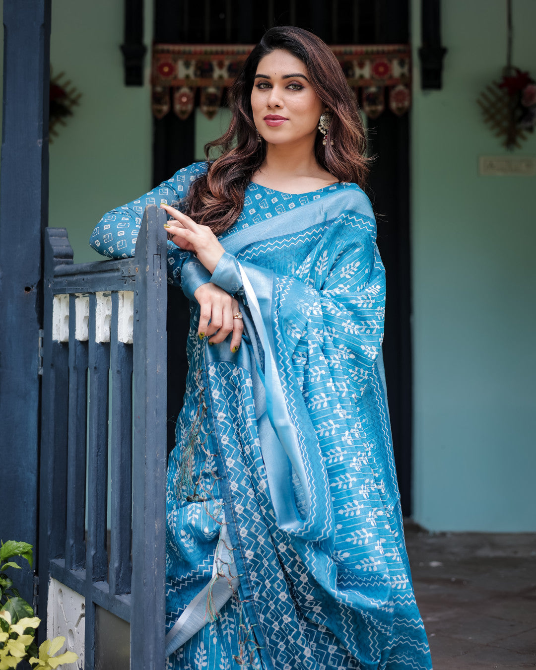 Firoji Summer Special Digital Printed Linen Cotton Saree