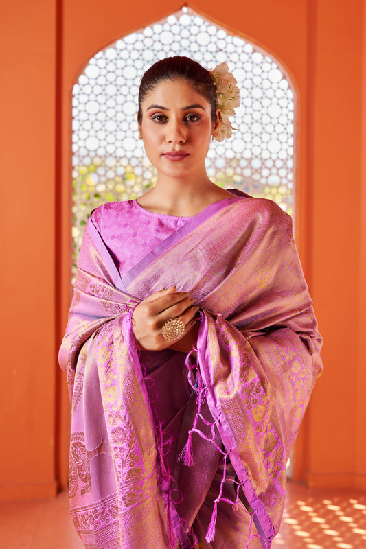 Pink Soft Silk Saree With Zari Weaving Work | Reception & Festive Wear – JaipurSaaj