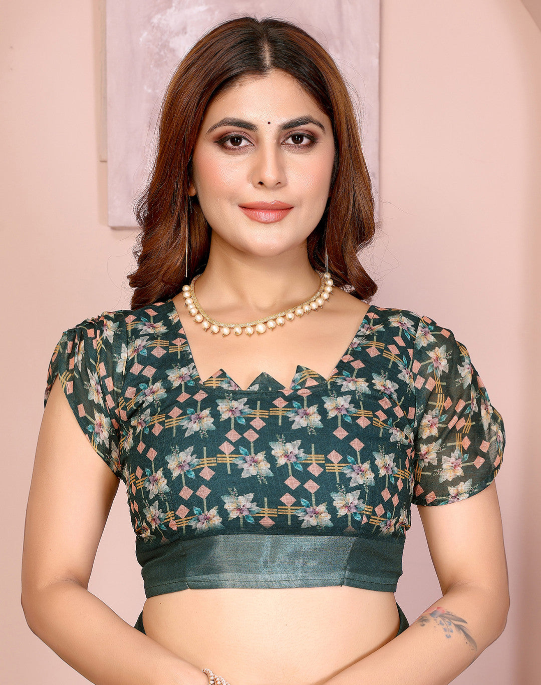 Multi Linen Cotton Saree With Digital Printed Work And Silver Zari Border