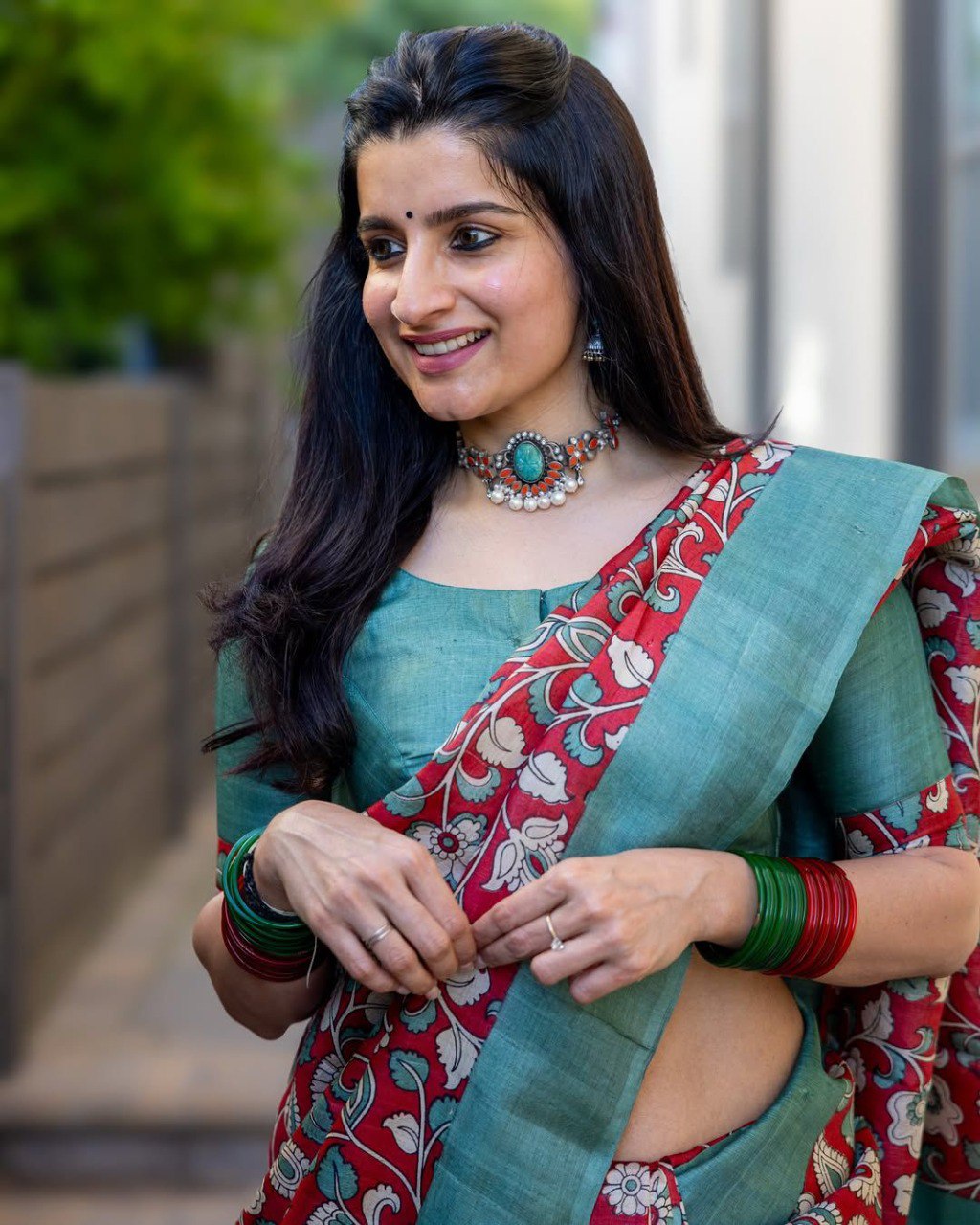 Red Colour Chanderi Cotton Saree With Kalamkari Digital Printed Work