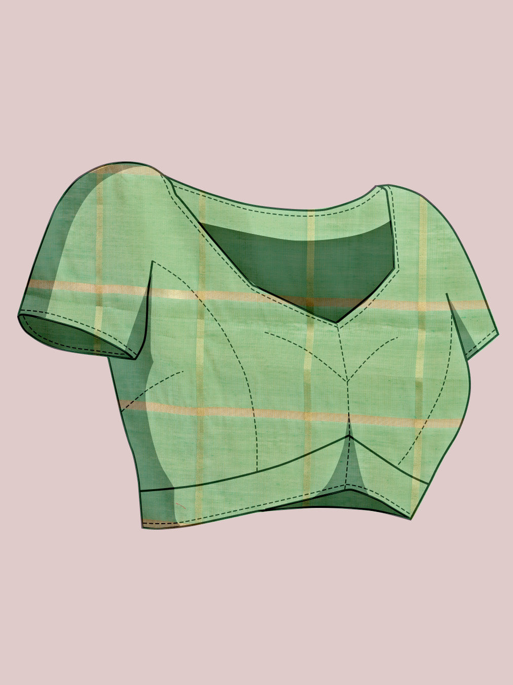 Pista Green Kota Doriya Saree With Zari Weaving Work