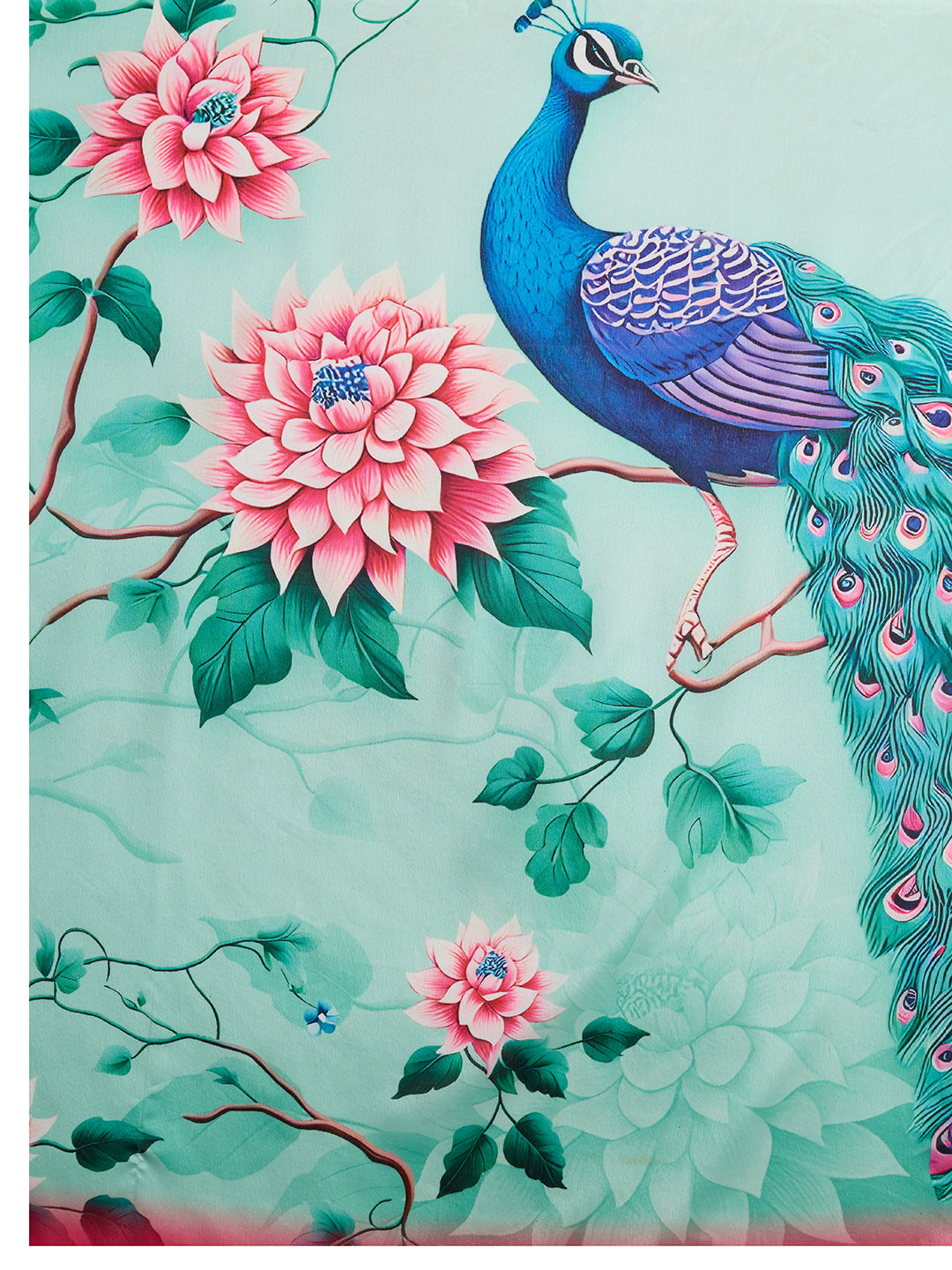 Sky Blue Soft Chinnon Silk Saree With Digital Printed Work