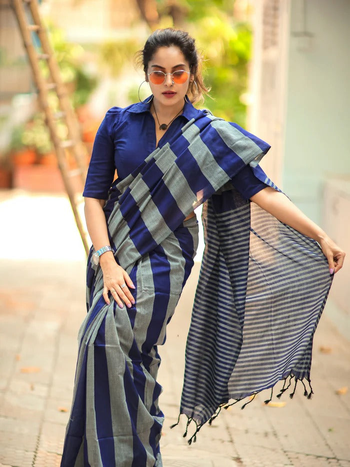 Multi Color Office Wear Khadi Cotton Saree