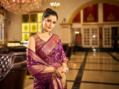 Purple Green Organza Silk Saree with Zari Weaving Work | Wedding & Festive Wear – JaipurSaaj