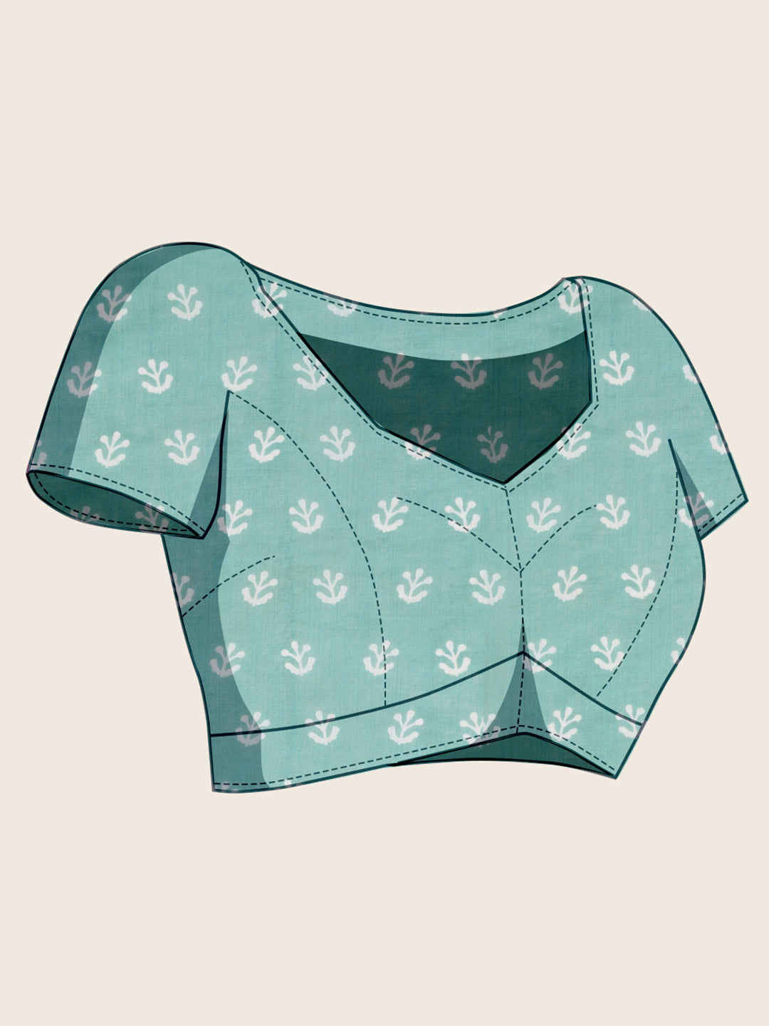 Sea Green Linen Cotton Saree With Digital Printed Work And Silver Zari Border | Lightweight Party & Festive Wear – JaipurSaaj