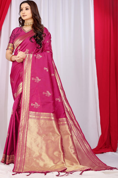 Magenta Banarasi Silk Saree With Zari Weaving Work | Bridal Wedding Wear – JaipurSaaj
