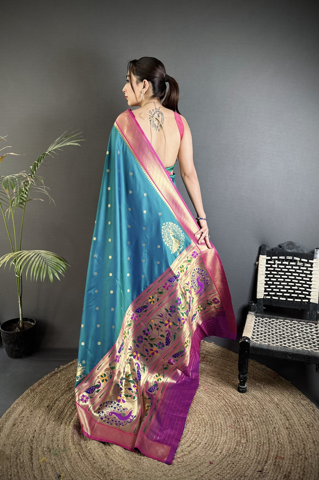 Rama Green Paithani Lichi Silk Saree With Zari Weaving Work | Festive & Wedding Wear – JaipurSaaj