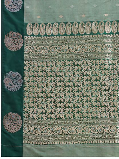 Pista Green Soft Silk Saree With Silver Banarasi Zari Weaving Work | Festive Wear – JaipurSaaj