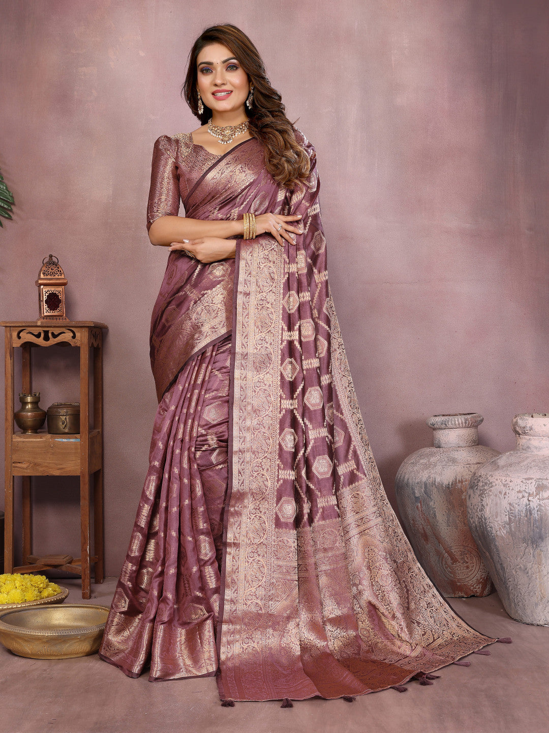 Magenta Organza Silk Banarasi Saree With Zari Weaving Work | Bridal Wedding & Festive Wear – JaipurSaaj
