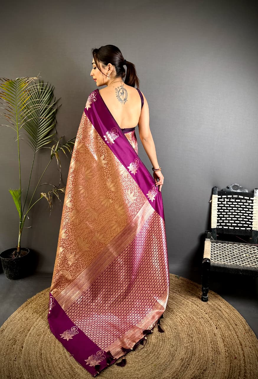 Wine Premium Soft Silk Saree With Zari Weaving Work | Wedding & Festive Wear – JaipurSaaj