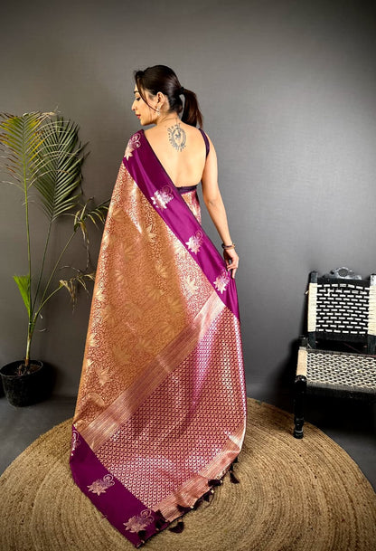 Wine Premium Soft Silk Saree With Zari Weaving Work | Wedding & Festive Wear – JaipurSaaj