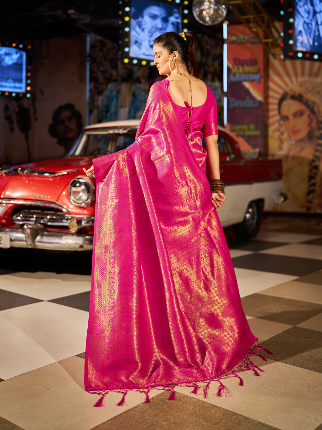 Pink Soft Silk Saree With Zari Weaving Work | Party & Wedding Wear – JaipurSaaj