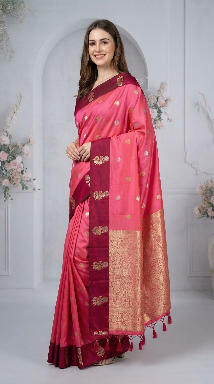 Pink Premium Banarasi Soft Silk Saree With Zari Weaving Work | Wedding & Festive Wear – JaipurSaaj