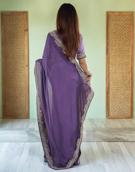 Lavender Fancy Rangoli Silk Saree Coding Work