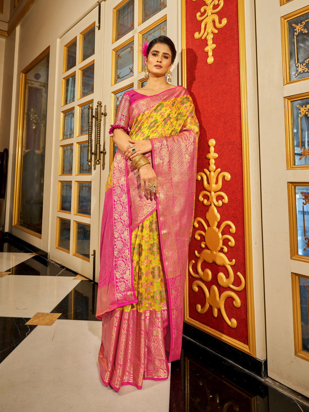 Yellow Soft Cotton Saree With Woven Design | Traditional Festive Ethnic Wear – JaipurSaaj