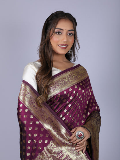 Magenta Banarasi Silk Saree With Zari Weaving Work | Wedding Wear – JaipurSaaj