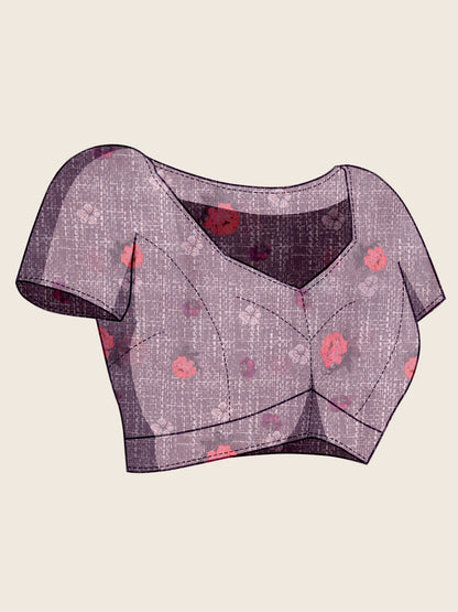 Fancy Multi Soft Linen Cotton Saree With Floral Printed Work