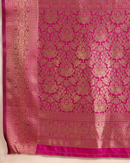 Rani Pink Soft Kanchipuram Silk Saree With Zari Weaving Work