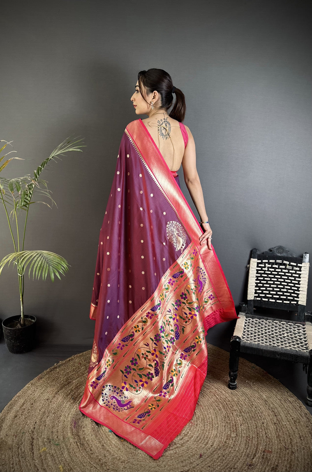 Magenta Paithani Lichi Silk Saree With Zari Weaving Work | Festive & Wedding Wear – JaipurSaaj