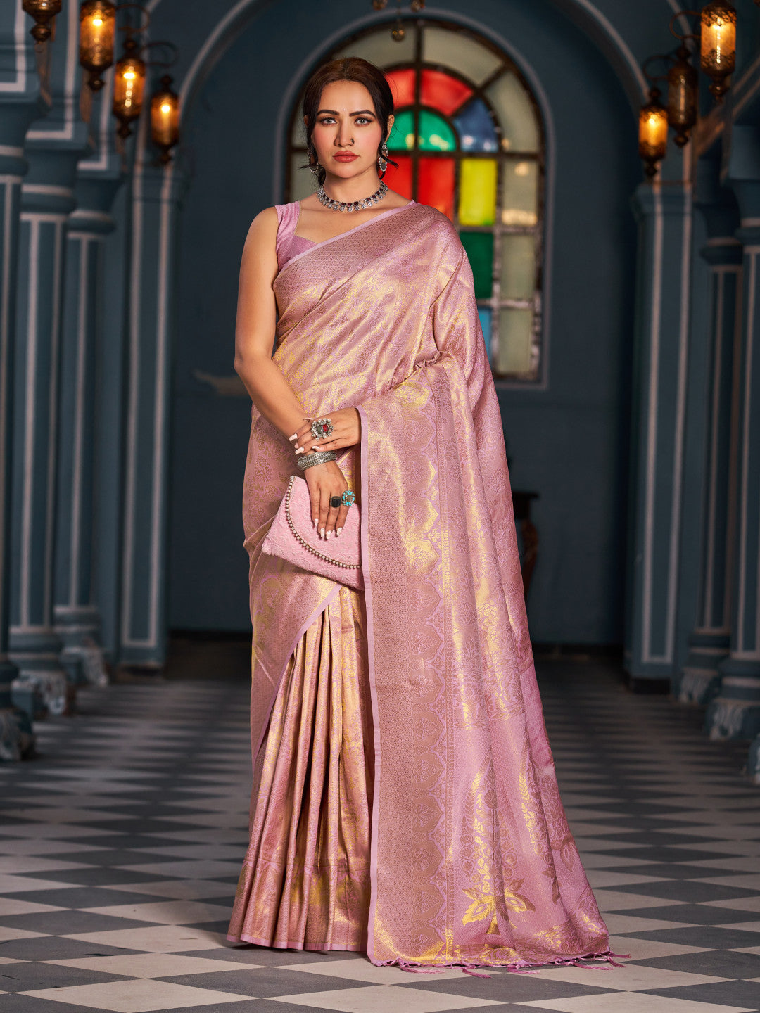 Lavender Soft Silk Saree With Zari Weaving Work | Party & Wedding Wear – JaipurSaaj