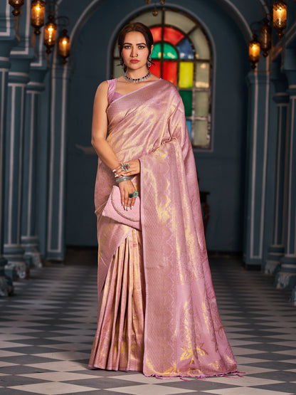 Lavender Soft Silk Saree With Zari Weaving Work | Party & Wedding Wear – JaipurSaaj