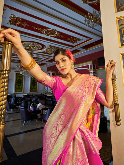 Yellow Soft Cotton Saree With Woven Design | Traditional Festive Ethnic Wear – JaipurSaaj
