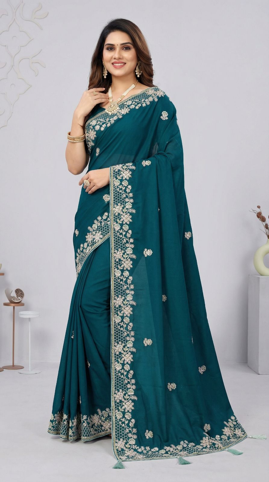 Morpeach Dola Silk Saree With Sequence Embroidery Work | Festive & Wedding Wear – JaipurSaaj