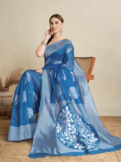 Sky Blue Color Soft Silk Saree With Weaving Work Lining Border