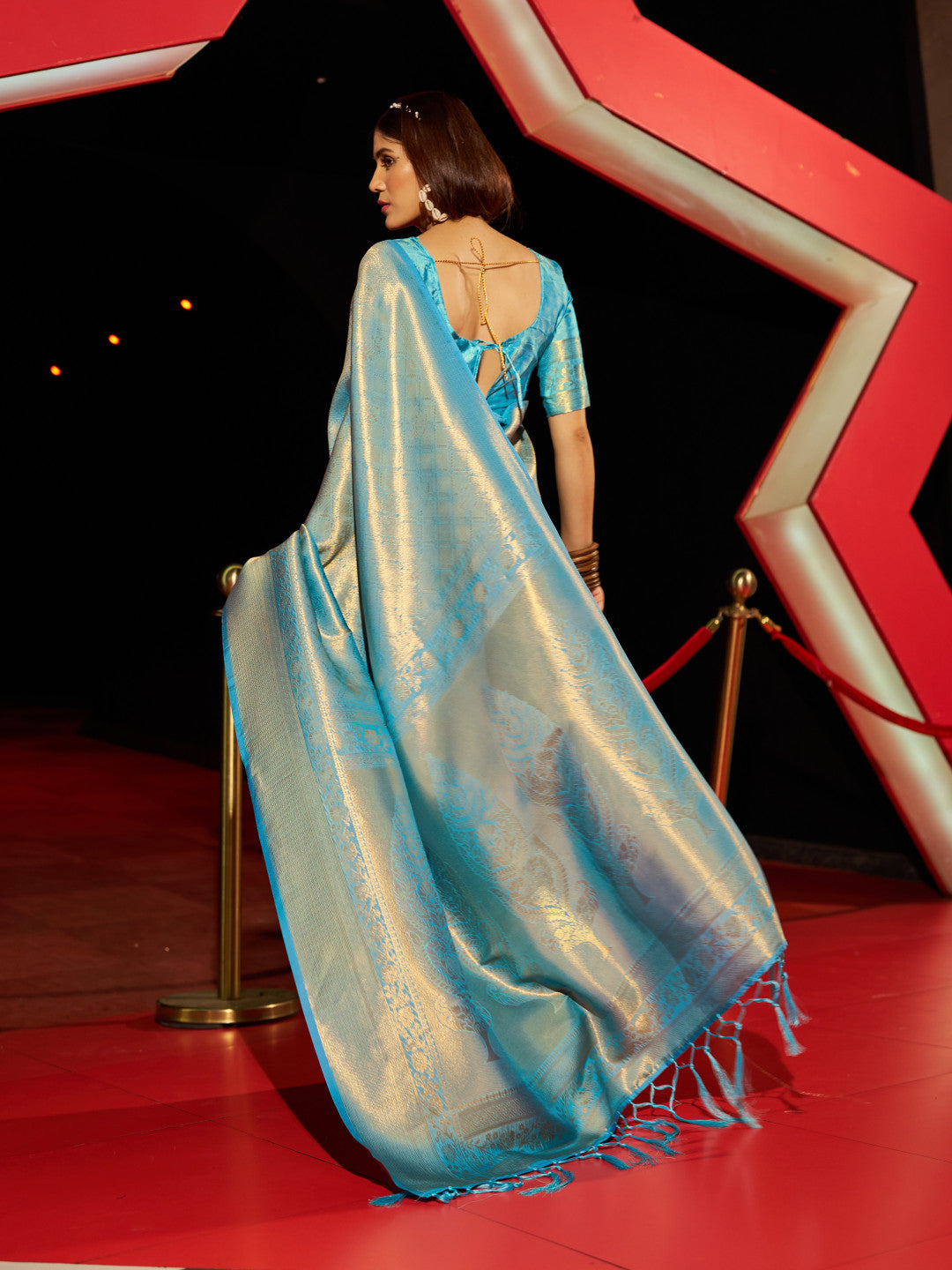 Sky Blue Soft Silk Saree With Zari Weaving Work | Reception & Festive Wear – JaipurSaaj