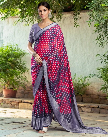 Multi Fancy Georgette Saree With Jacquard Weaving Work