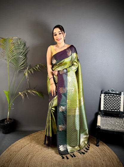 Mehndi Green Premium Soft Silk Saree With Zari Weaving Work | Wedding & Festive Wear – JaipurSaaj