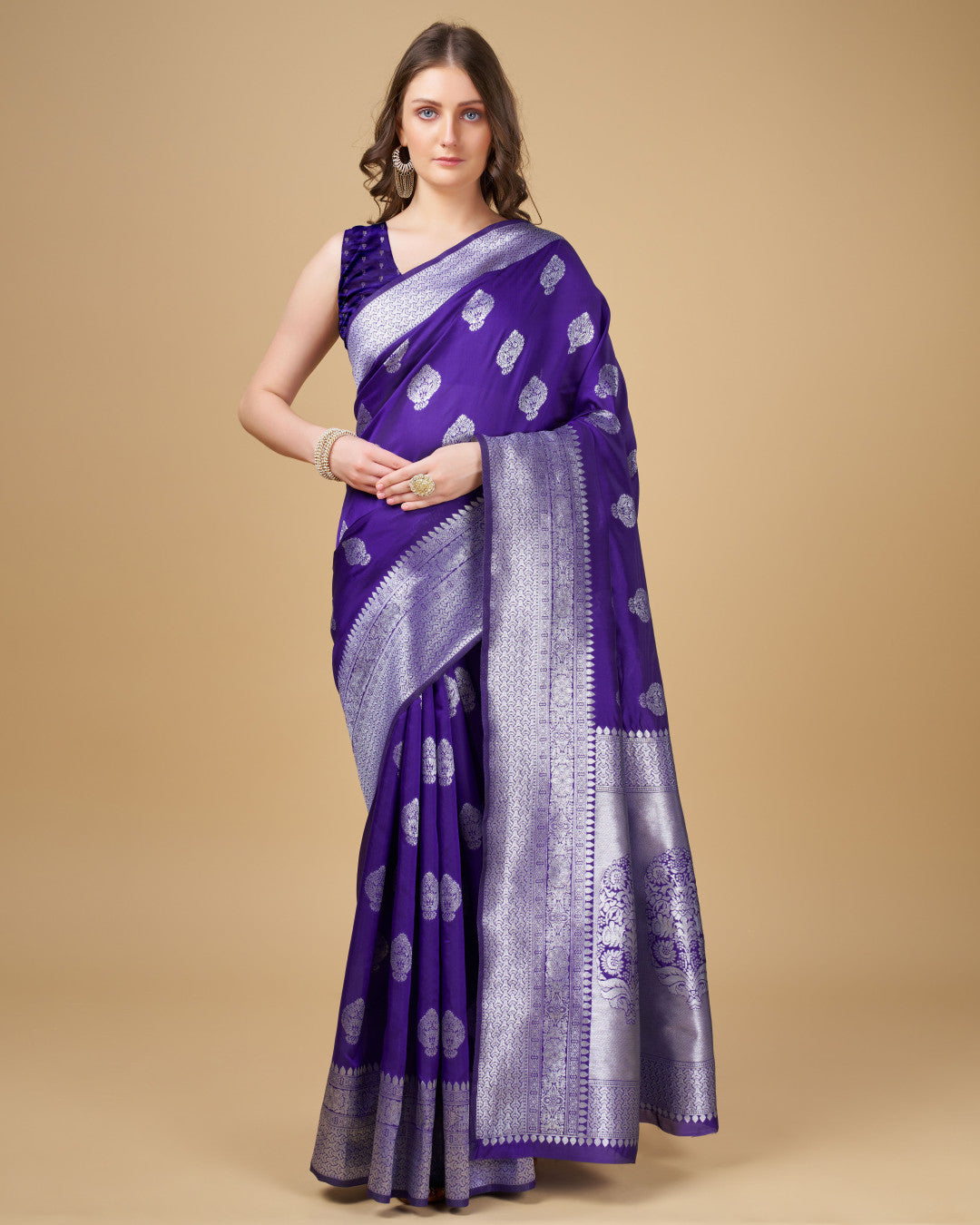 Purple Banarasi Silk Saree With Zari Weaving Pallu | Bridal Wedding Wear – JaipurSaaj