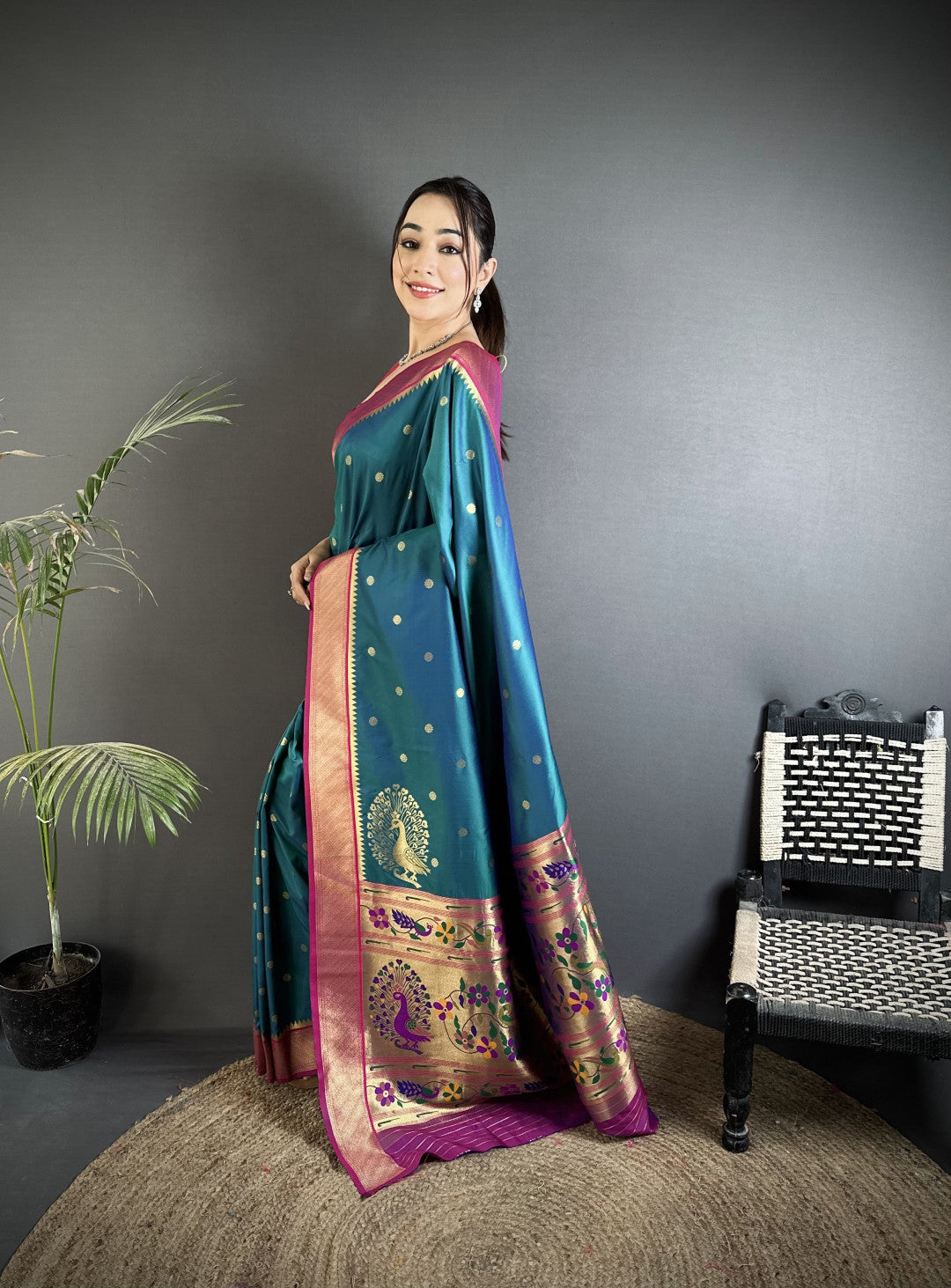 Rama Green Paithani Lichi Silk Saree With Zari Weaving Work | Festive & Wedding Wear – JaipurSaaj