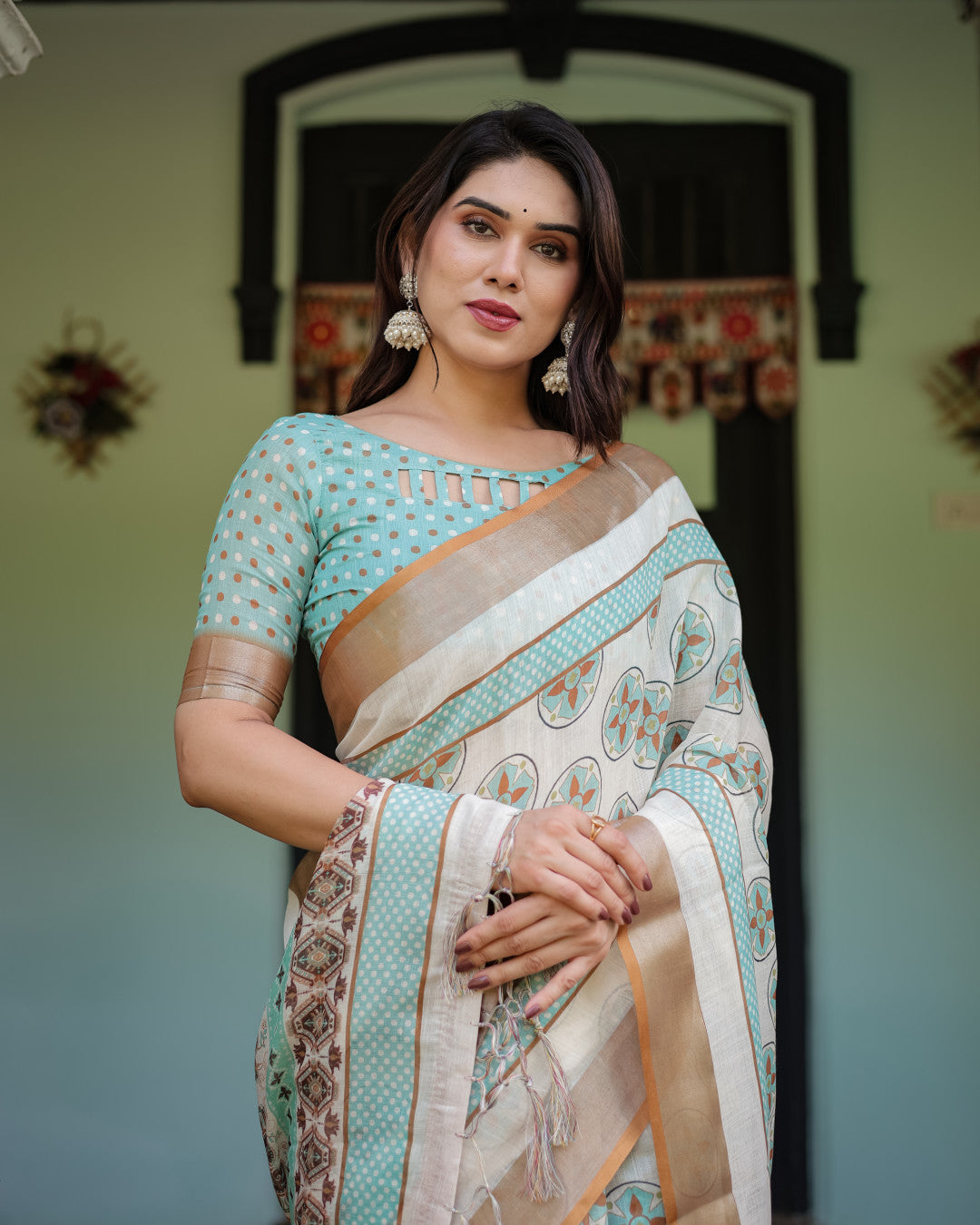 Multi Color Digital Printed Linen Cotton Saree | Summer Special Casual & Office Wear – JaipurSaaj