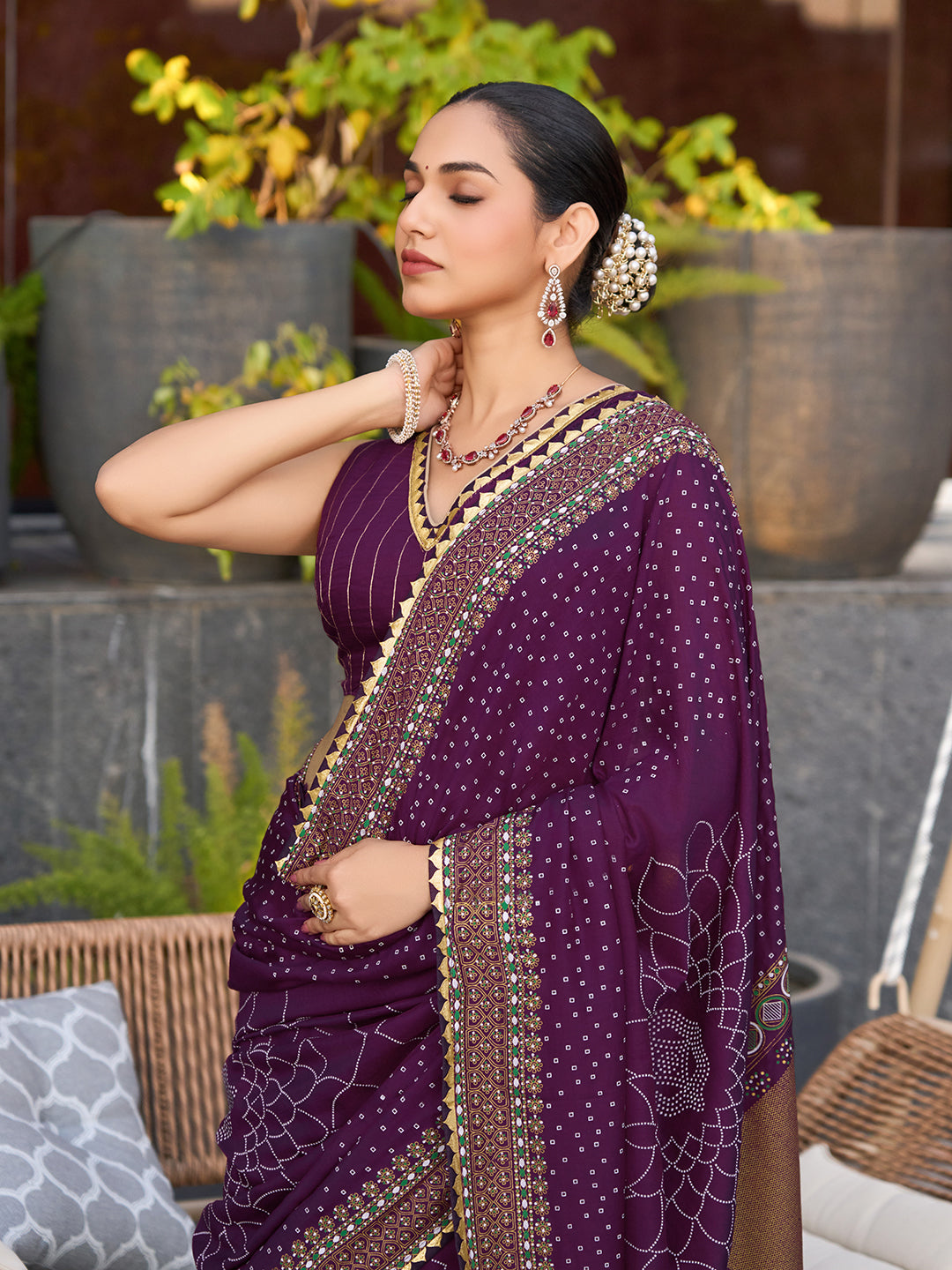Wine Soft Cotton Saree With Unique Table Printed & Lace Border | Stylish Wedding Wear Saree – JaipurSaaj