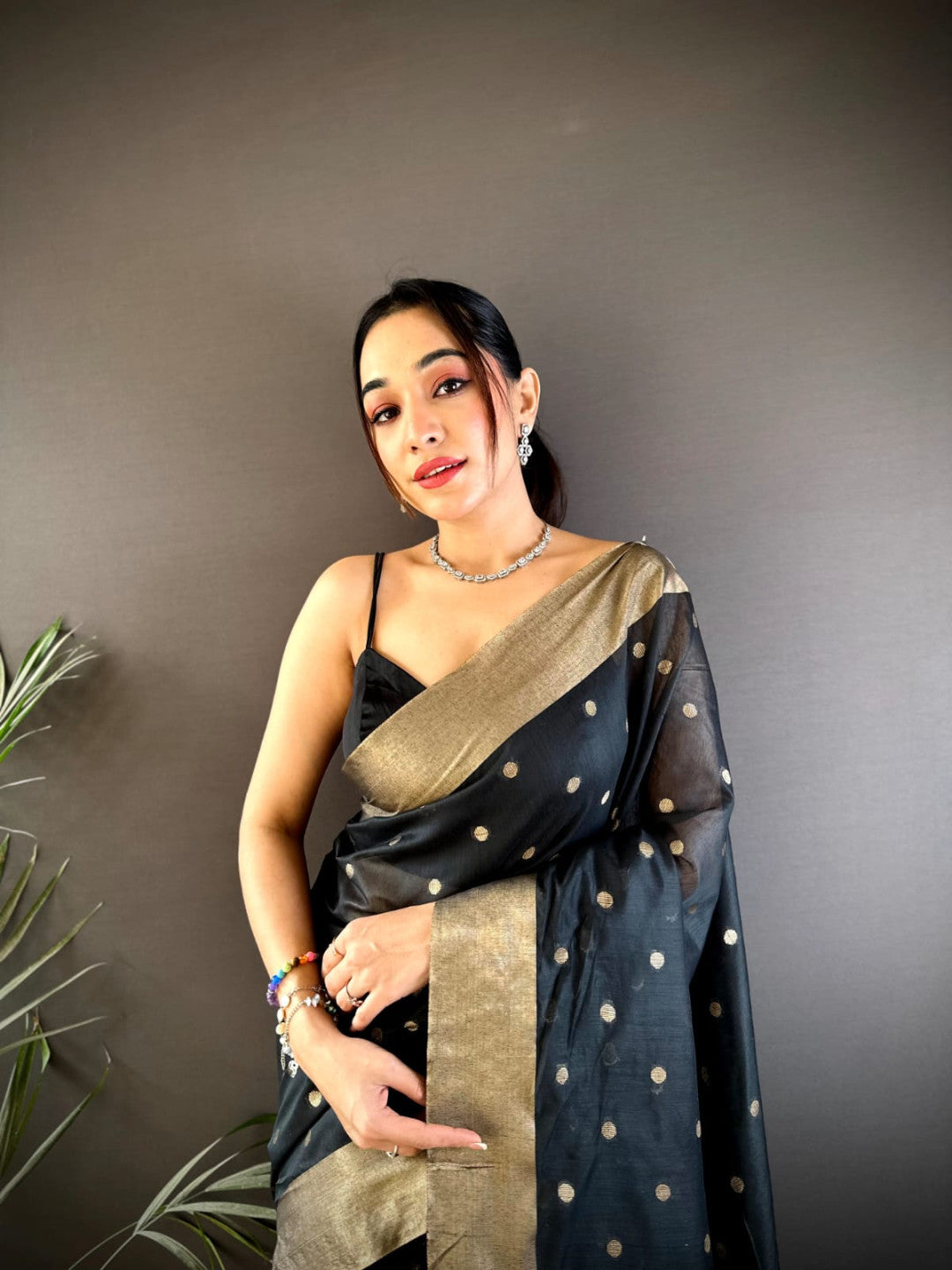 Black Soft Cotton Silk Saree With Zari Woven Work | Wedding & Party Wear – JaipurSaaj