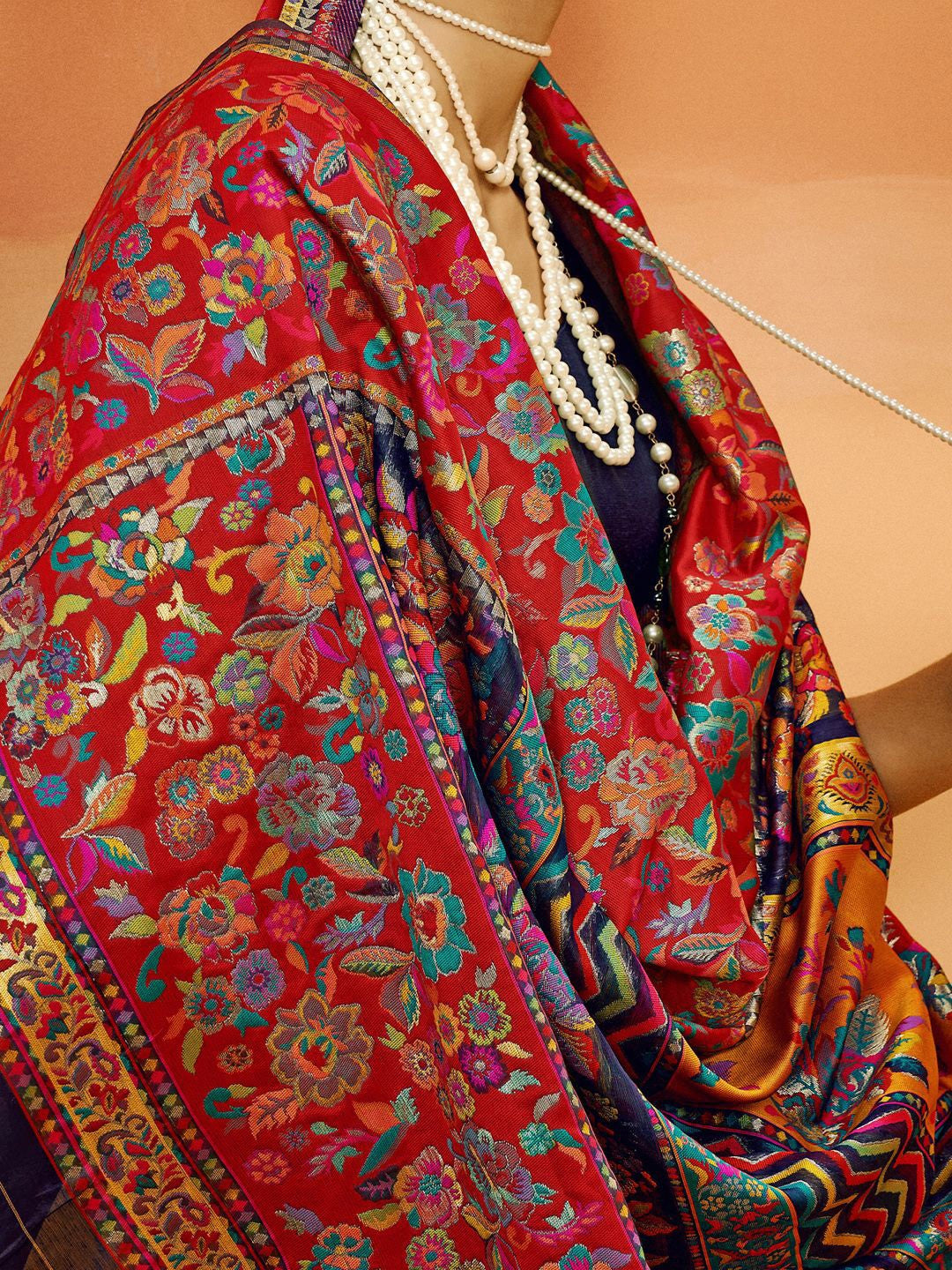 Blue Pashmina Silk Saree With Traditional Woven Design | Festive & Wedding Wear – JaipurSaaj