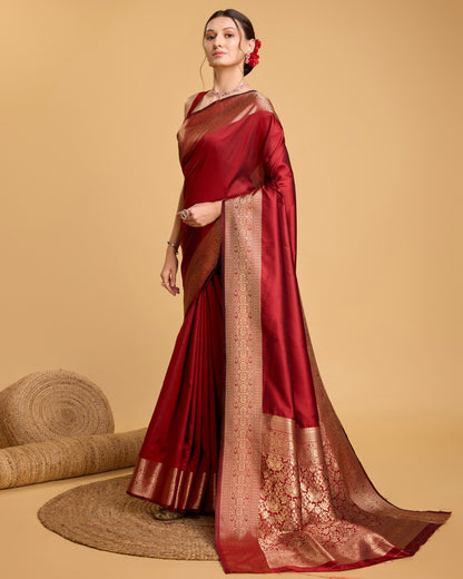 Red Color Soft Kanchipuram Silk Saree With Zari Weaving Work | Bridal Wedding & Festive Wear – JaipurSaaj