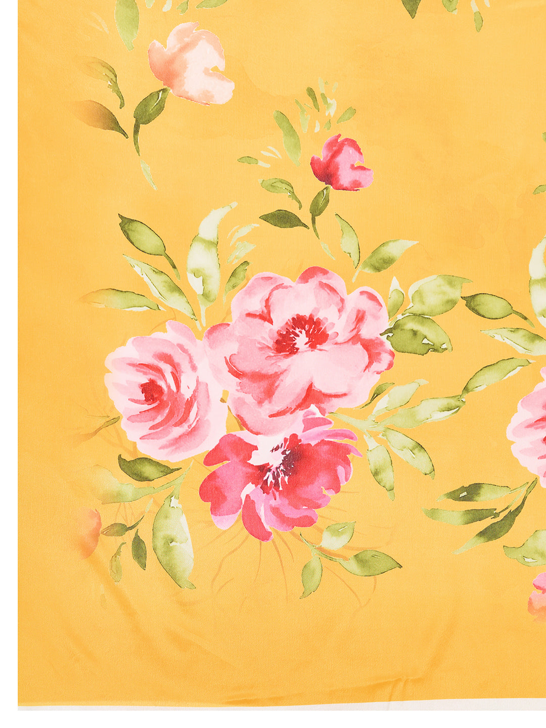 Yellow Soft Chinnon Silk Saree With Digital Printed Work