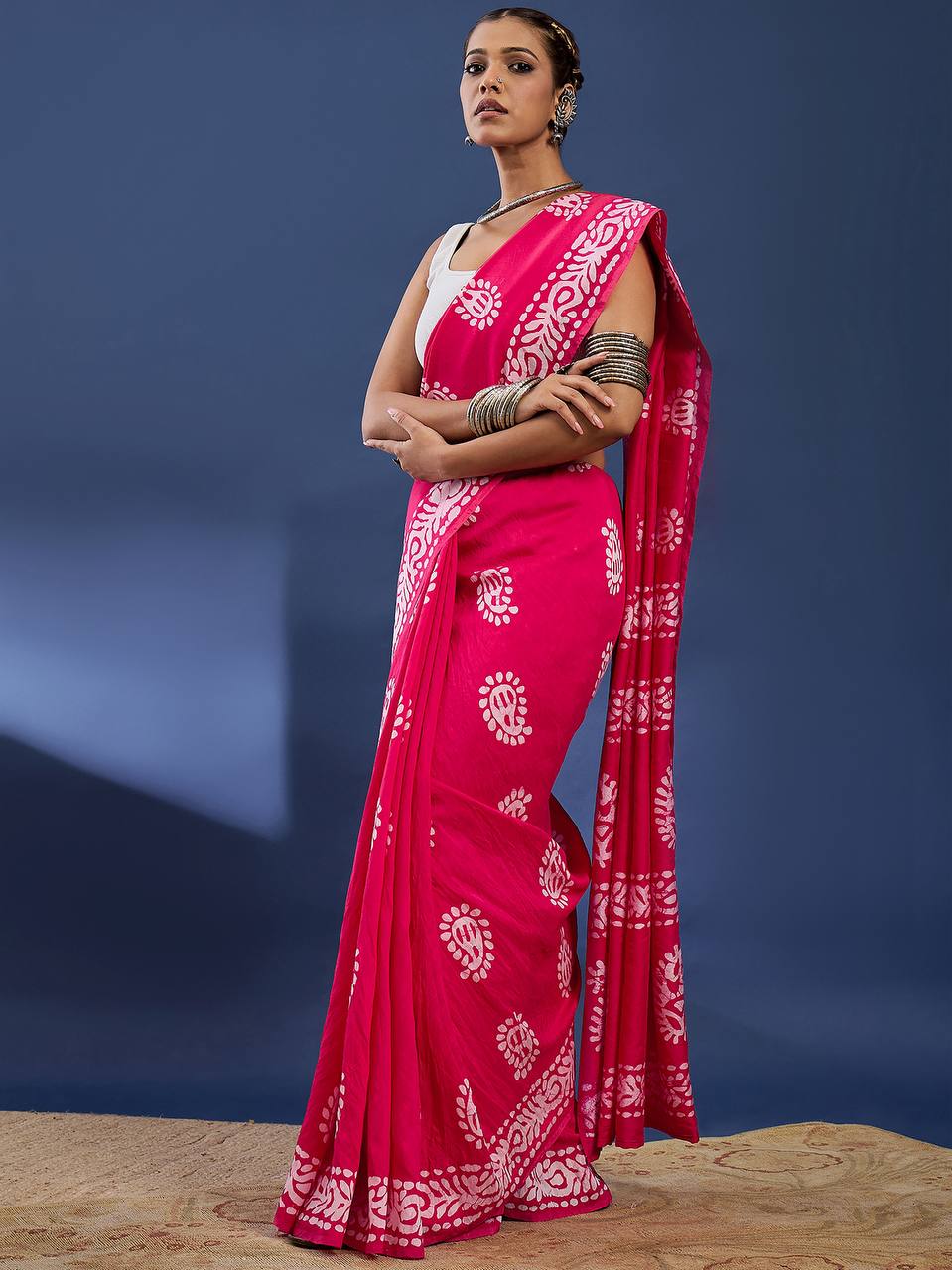 Pink Soft Pure Cotton Silk Saree With Hand Batik Print Work | Casual & Ethnic Wear – JaipurSaaj