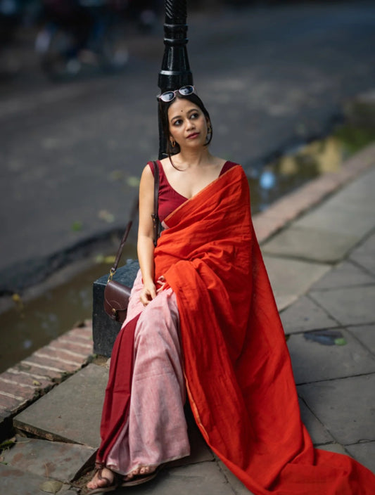 Multi Color Office Wear Plain Khadi Cotton Saree