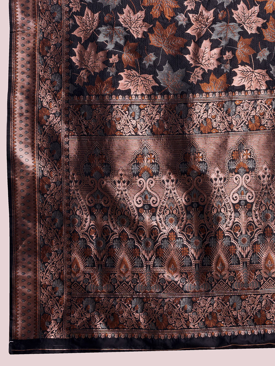 Golden & Copper Zari Weaving With Black Soft Silk Banarasi Saree | Party & Wedding Wear - JaipurSaaj
