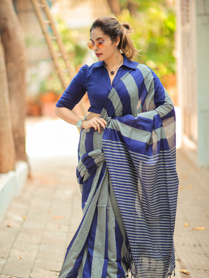 Multi Color Office Wear Khadi Cotton Saree