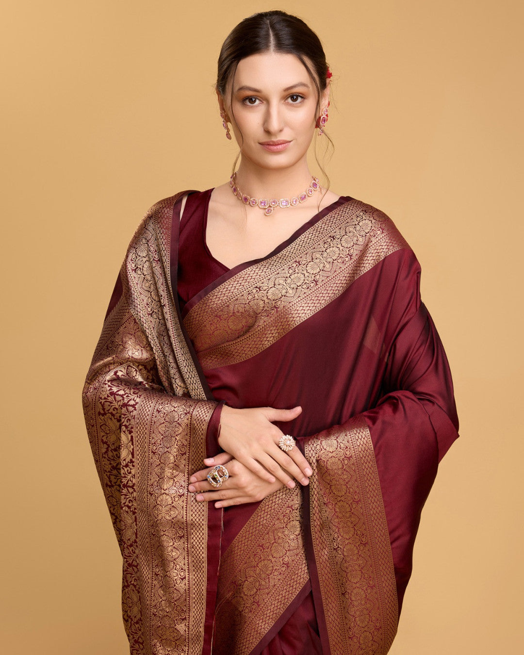 Maroon Color Soft Kanchipuram Silk Saree With Zari Weaving Work | Bridal Wedding & Festive Wear – JaipurSaaj