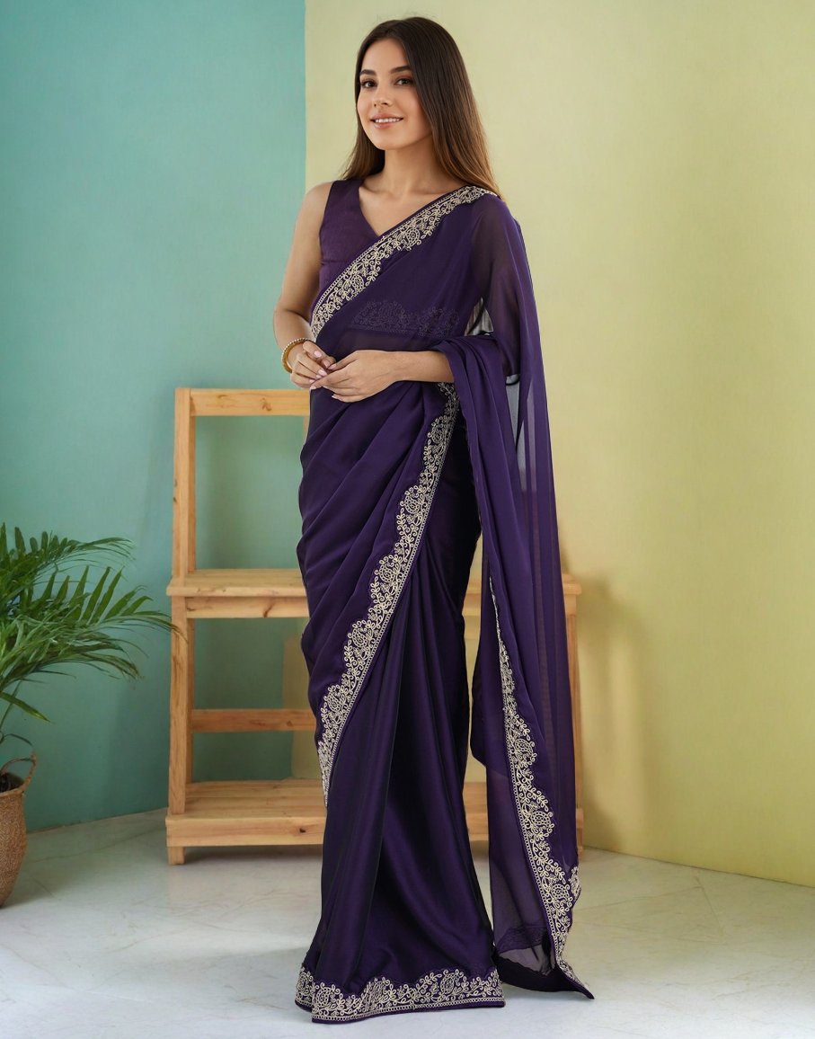 Purple Fancy Rangoli Silk Saree Coding Work