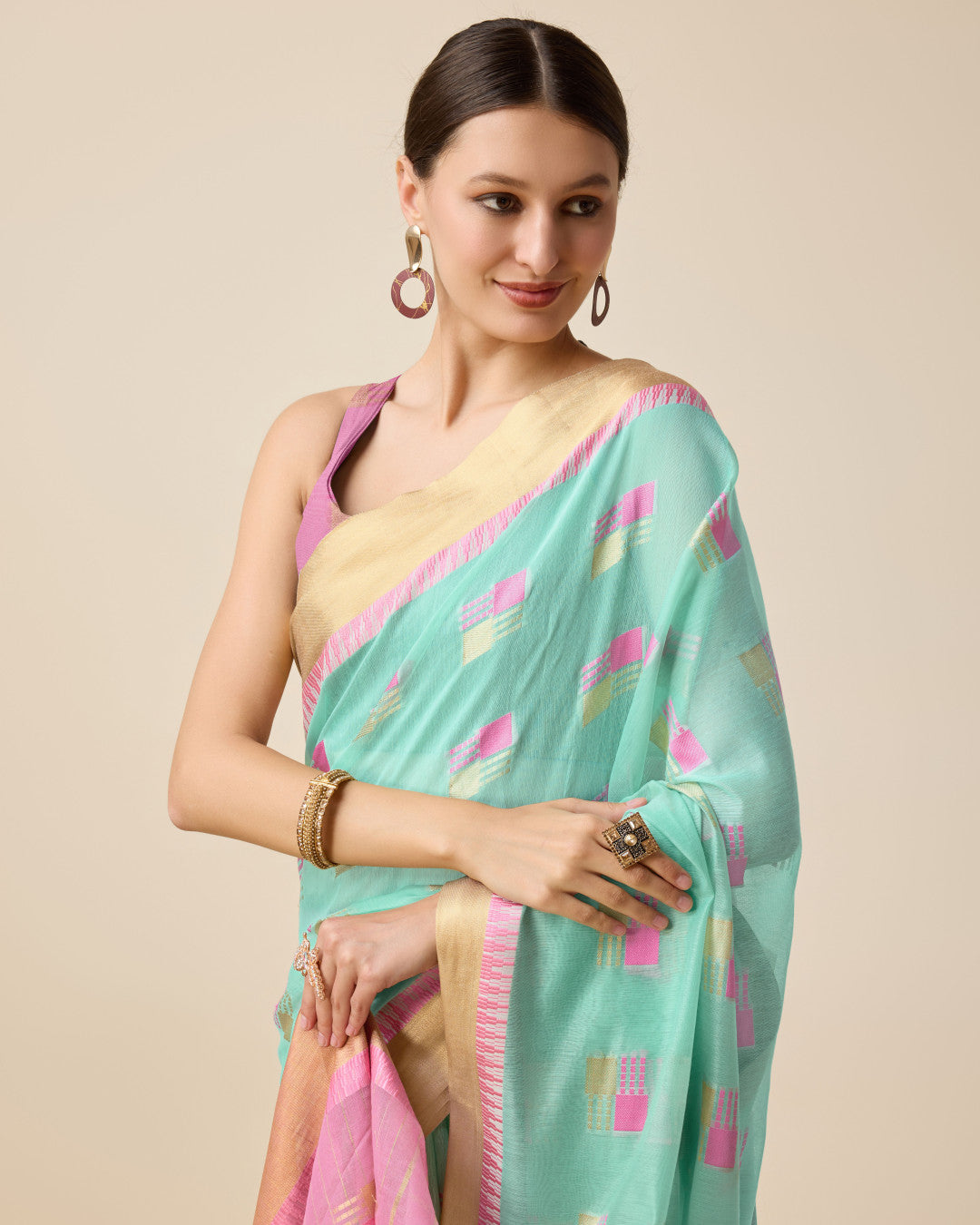 Sky Blue Color Cotton Silk Saree With Weaving Work